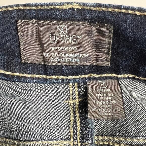 Chico's So Lifting Crop Dark Wash Stretch Denim Jeans Size 16 - Picture 3 of 11